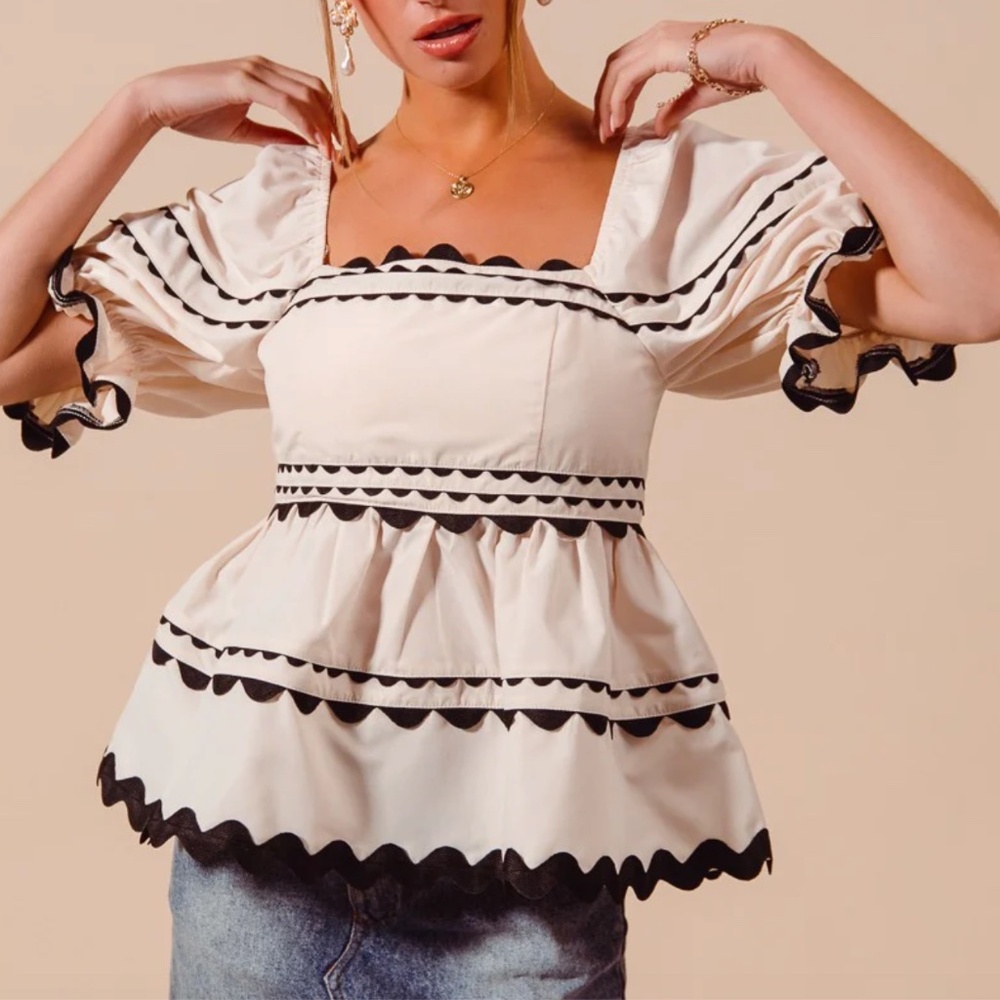 Chic Soul Black and White Blouse Top Shirt Size XL